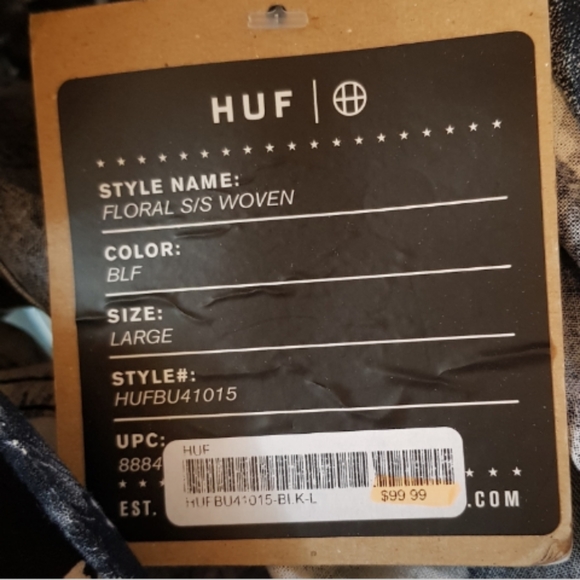 NWT Discontinued HUF Mens Casual Button Down - Picture 6 of 6